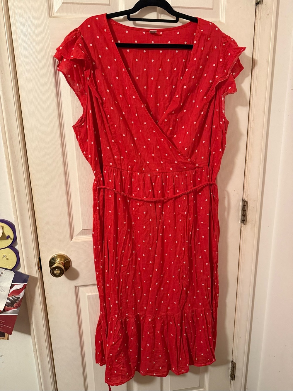 Old Navy Red Polka Dot Wrap-Style Midi Dress